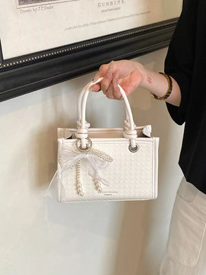 PU Leather Imported Size &amp crossbody bag in White with boxy silhouette
