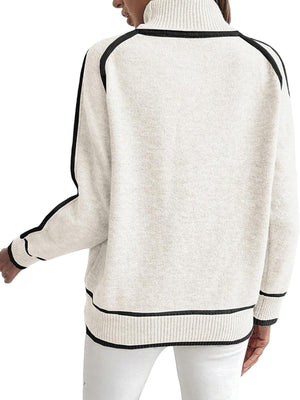 Black turtleneck sweater with hip-length and pullover