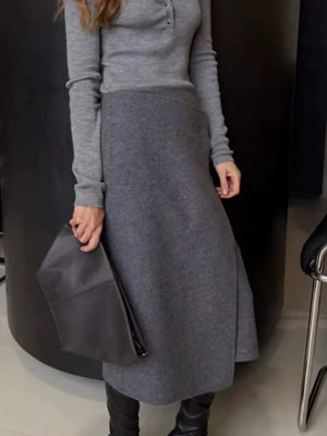 minimalist wrap skirt in slate gray with not applicable