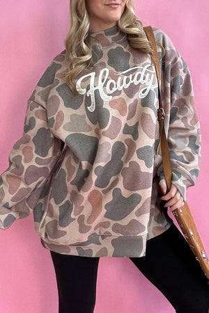 tan sweatshirt with camo and mock neck