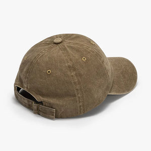Vintage washed cotton baseball cap in Coffee Brown with adjustable strap