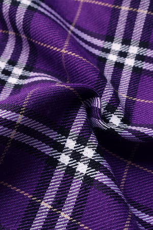 Vivid Violet Vivid Plaid Wide-Leg Overalls