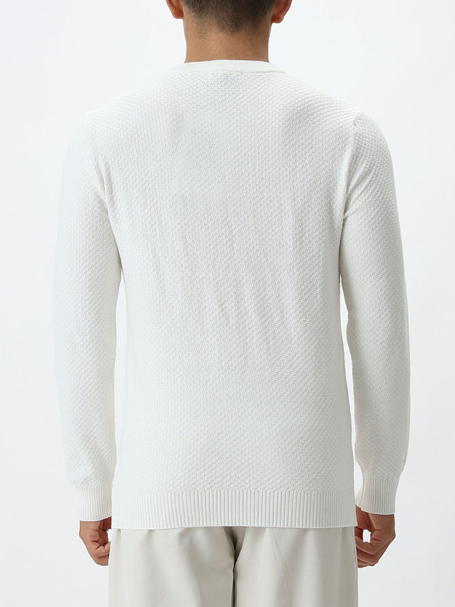 classic crewneck sweater in White with crew neck