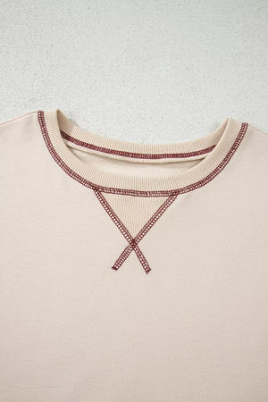 modern sweatshirt in Khaki with crew neck