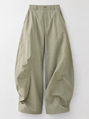 Wide-Leg Casual Pants in White with washed