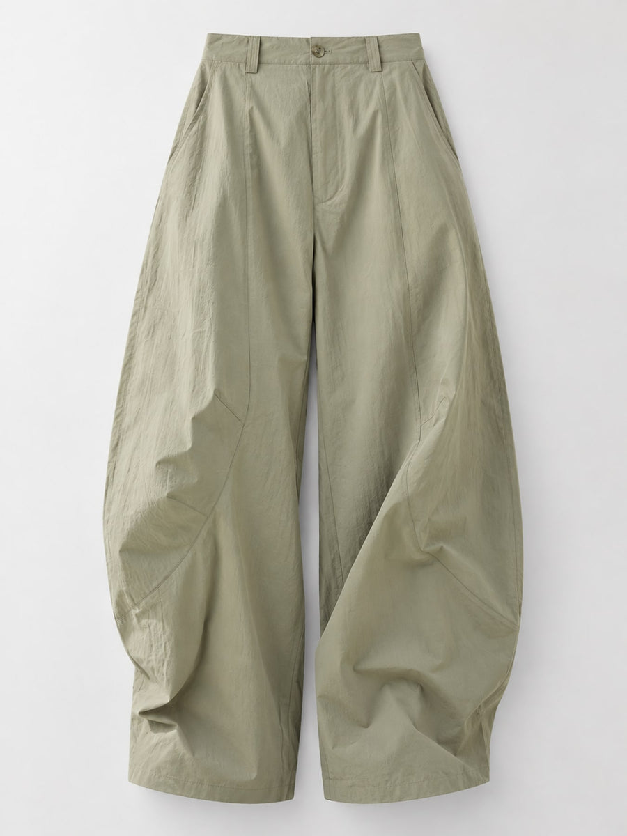 Wide-Leg Casual Pants in White with washed