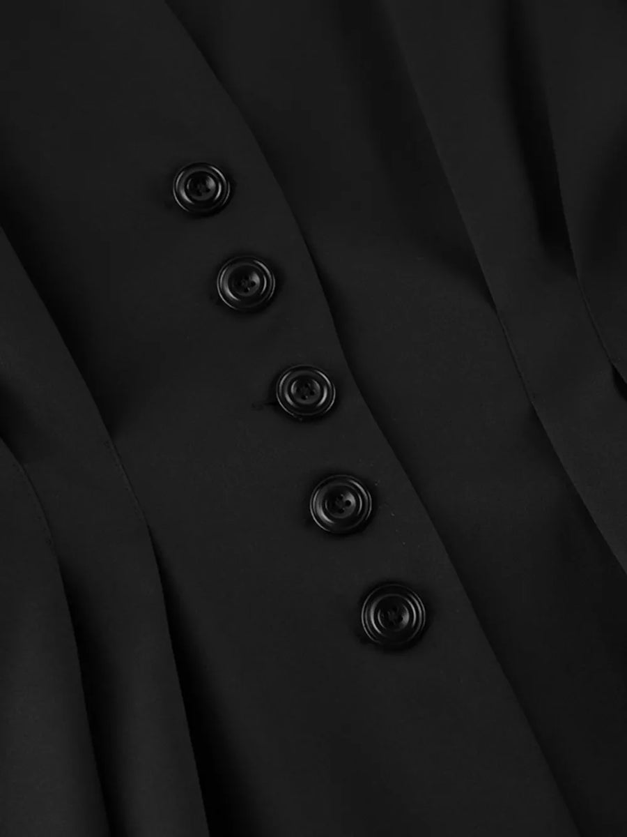 Button Down Pleated Blazer And Wide-leg Pants Set option 9