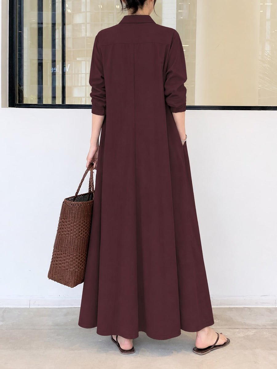 Polyester and spandex shirt dress in Black with relaxed silhouette