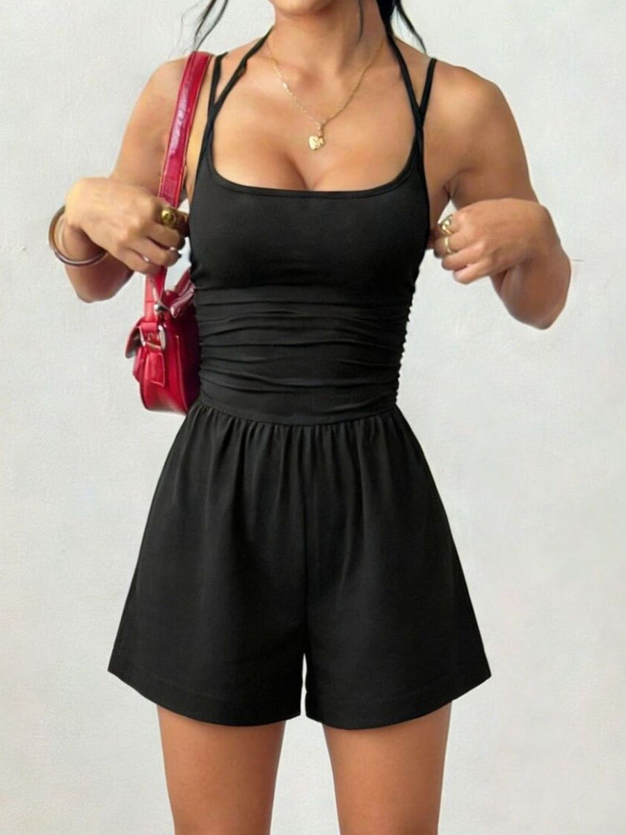 100% polyester Care instructions: Machine wash cold romper in Light Gray with fitted silhouette