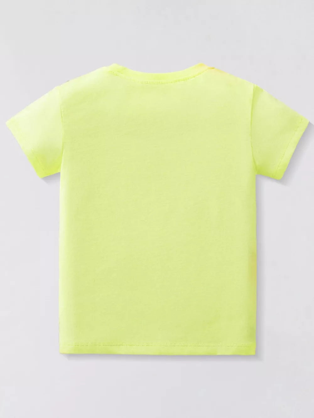 Short sleeve crew neck t-shirt in neon yellow cotton.