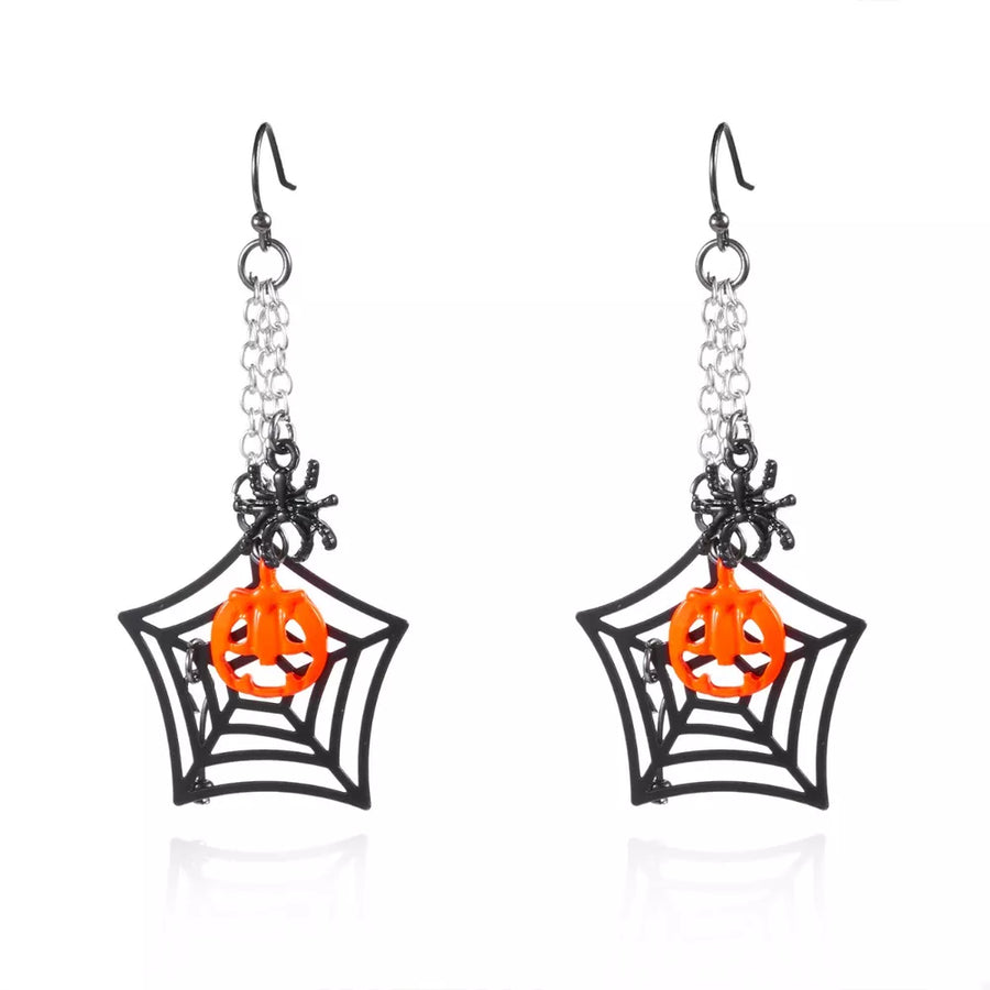 earrings in orange with novelty and dangle
