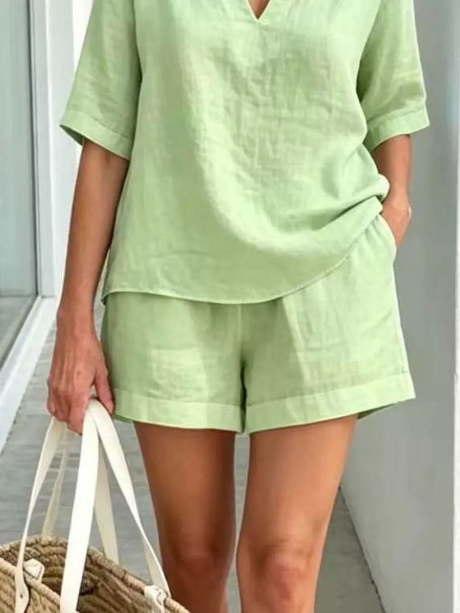 Full Size Half Sleeve Top And Shorts Set, view 16