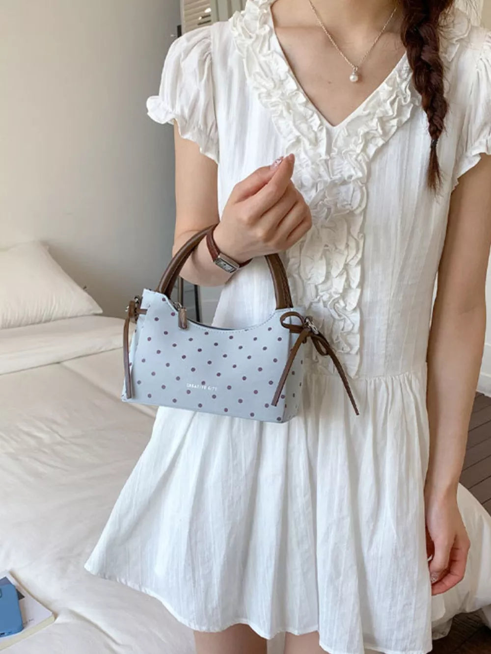 Blue Polka Dot Mini Crossbody Bag
