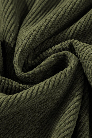 Brown Olive Corduroy Flared Leg Trousers