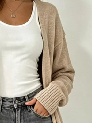 classic cardigan in Green with open-front