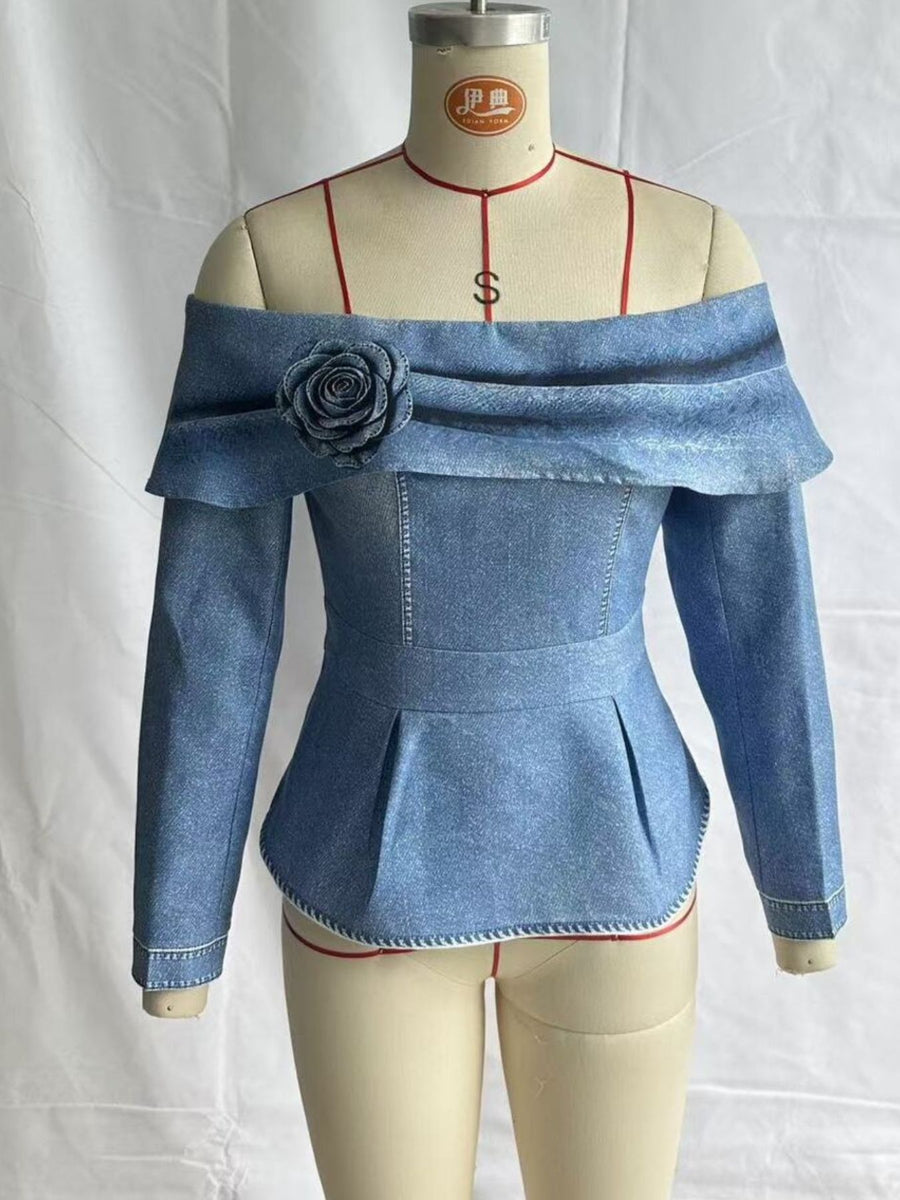 95% cotton, 5% elastane Care instructions: Machine wash cold off-shoulder top in Light Gray with fitted silhouette