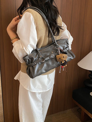Gray handbag with medium and zip-front