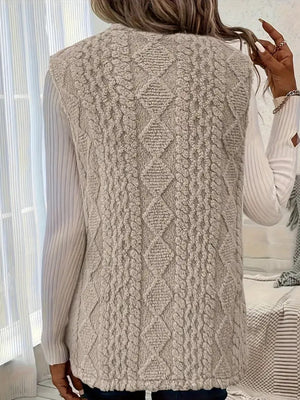 Light Gray vest with hip-length and open-front