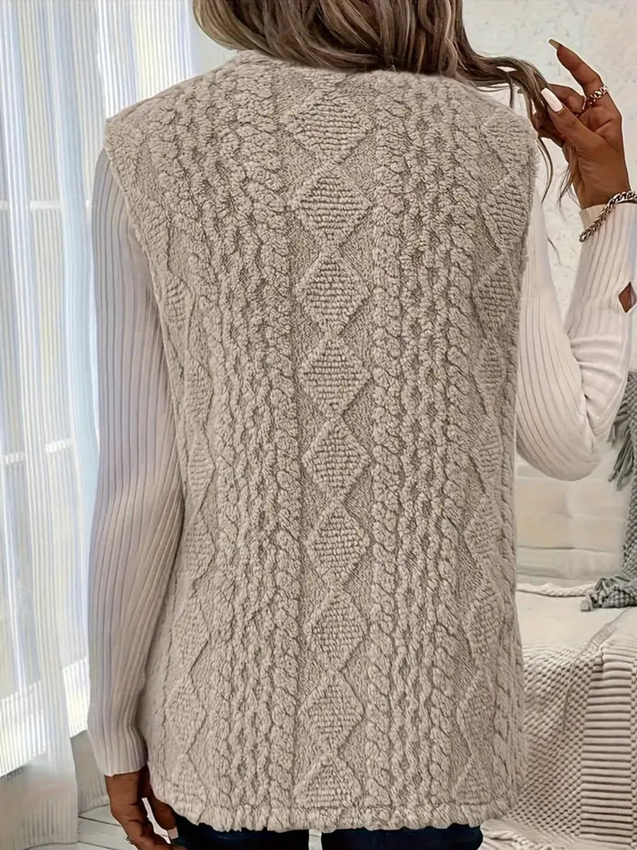 Light Gray vest with hip-length and open-front