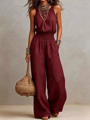 bohemian jumpsuit in Black with halter