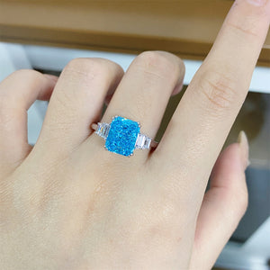 ring in Pastel Blue with geometric and zircon stones