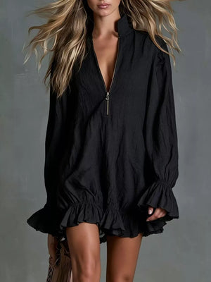 100% polyester Care instructions: Machine wash cold mini dress in Ivory with relaxed silhouette