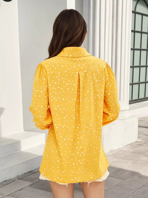 Polka Dot Puff Sleeve Shirt in Red