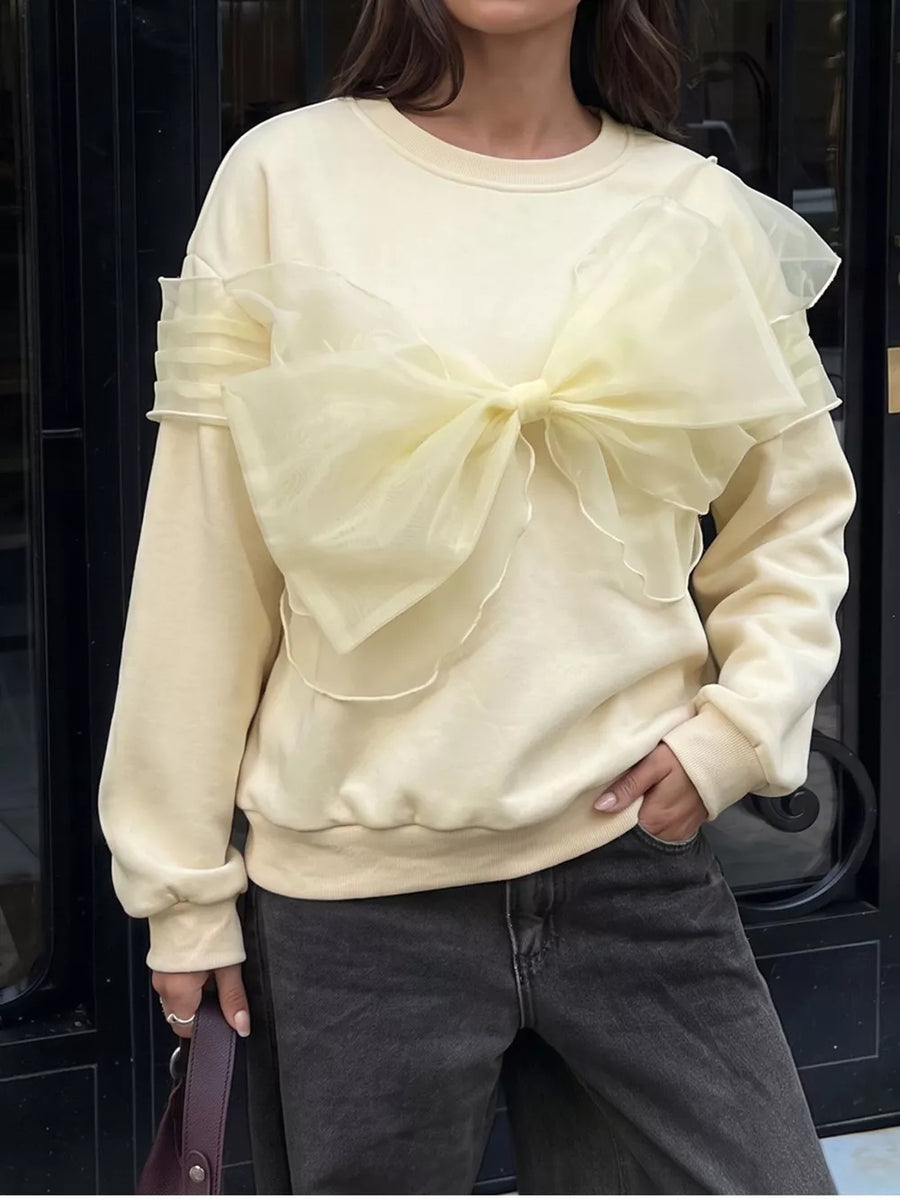 Bow Round Neck Long Sleeve Sweatshirt in this colorway