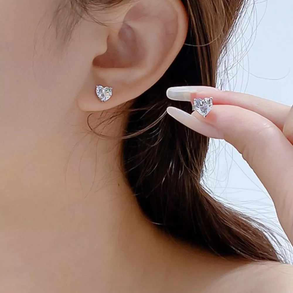 silver earrings with heart and not applicable