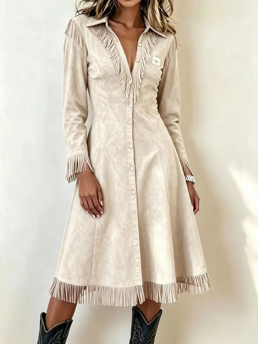 shirt dress in Dusty Pink with buttoned and midi