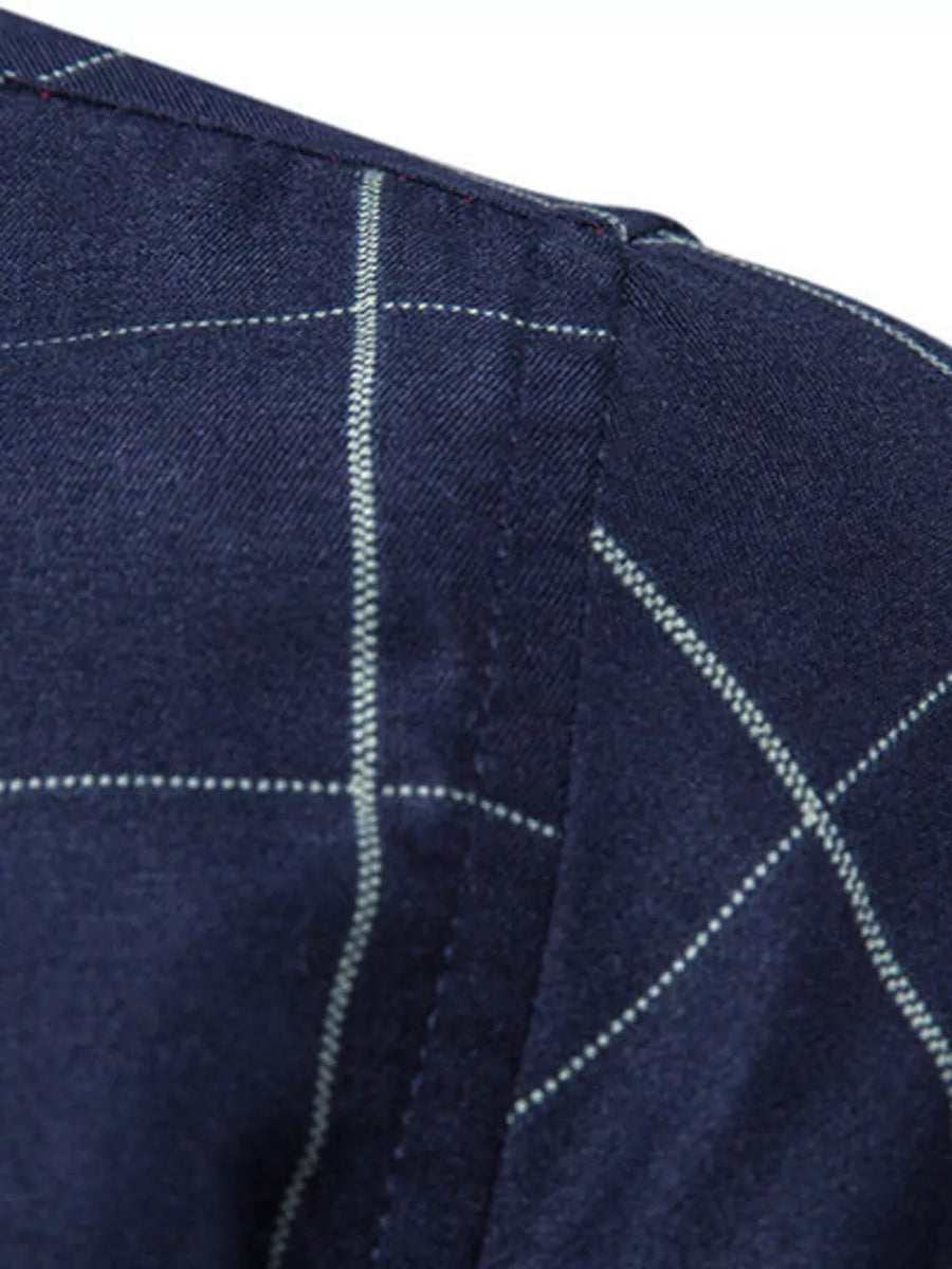 Men's Plus Size Classic Plaid Button-down Shirt in Navy