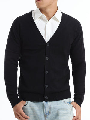 Men's Plus Size Button-Down Knit Cardigan in Flowers Light Gray with plus-size