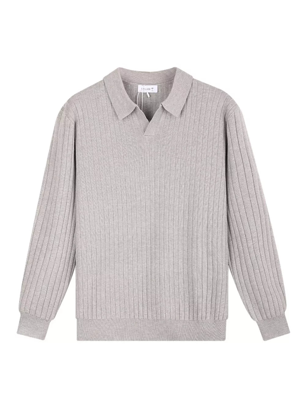 Light Gray Men's Plus Size Long Sleeve Textured Knit Sweater
