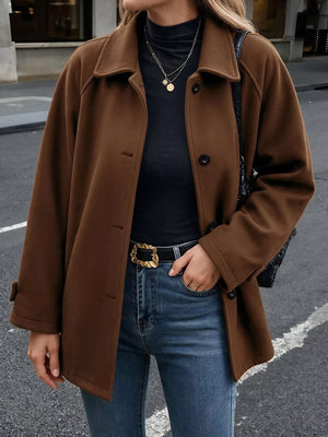 classic overcoat in dark brown with collared