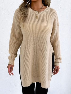 100% polyester Care instructions: Machine wash cold pullover sweater in Black with relaxed silhouette