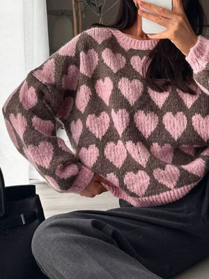 Khaki pullover sweater with hip-length and pullover