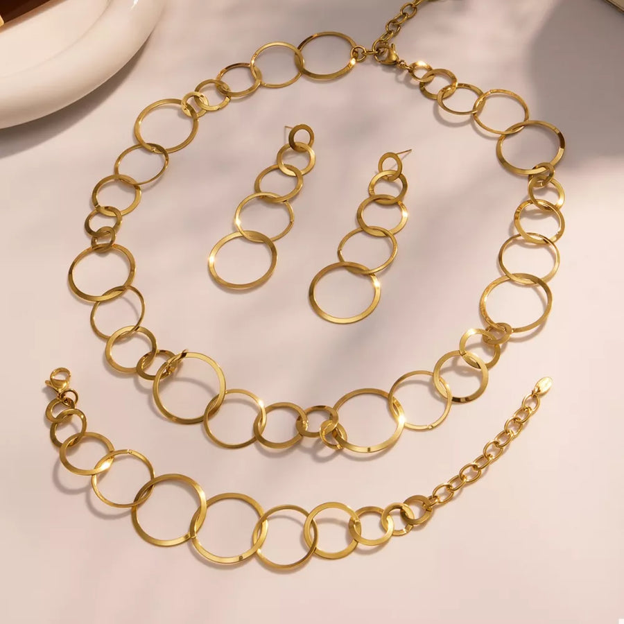 18k Gold-plated Chain Link Statement Necklace in gold with chain link