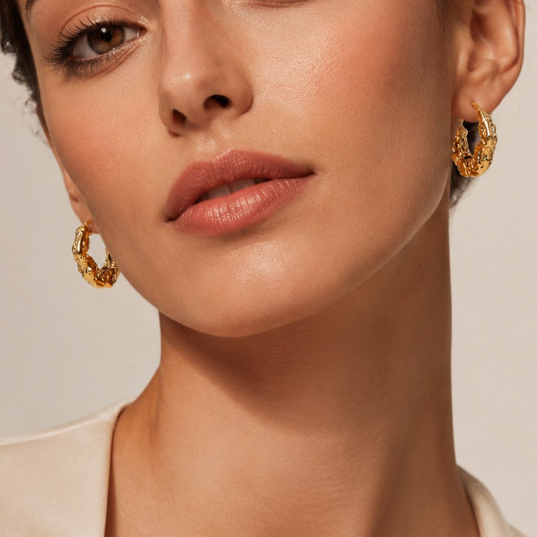 gold 18K Gold-Plated,Stainless Steel Care instructions: Avoid wearing during exercise earrings with textured and clasp