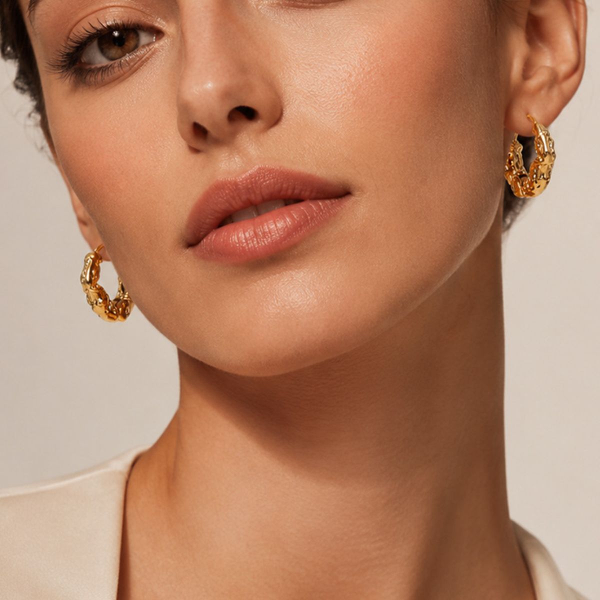 gold 18K Gold-Plated,Stainless Steel Care instructions: Avoid wearing during exercise earrings with textured and clasp