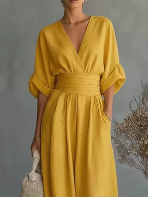 White Full Size Half Sleeve Wide Leg Jumpsuit