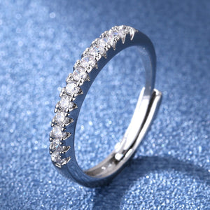 925 sterling silver,Moissanite Care instructions: Avoid wearing during exercise, ring in Silver with band silhouette