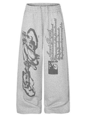 light gray sweatpants with graphic-print and not applicable