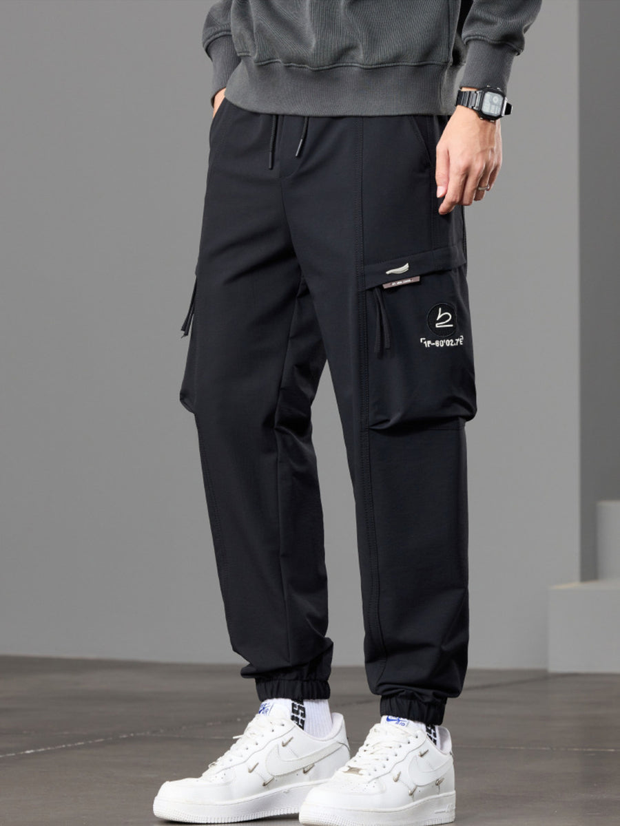 Men's Casual Cargo Joggers in Khaki with pocketed