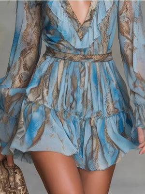 100% polyester Care instructions: Machine wash cold mini dress in Pastel Blue with A-line silhouette