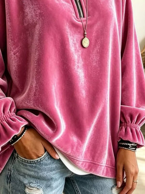 Dark Green relaxed sweatshirt with mock neck
