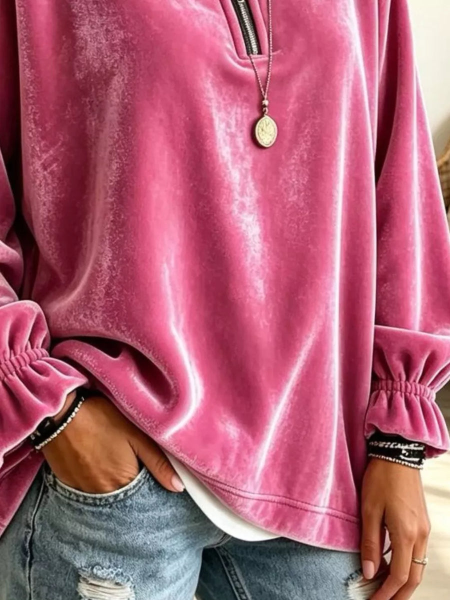 Dark Green relaxed sweatshirt with mock neck