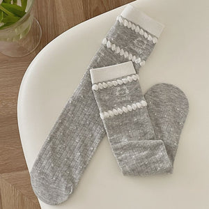 socks featuring solid, striped, polka dot, geometric, bow print in white with cotton Imported Size &amp texture