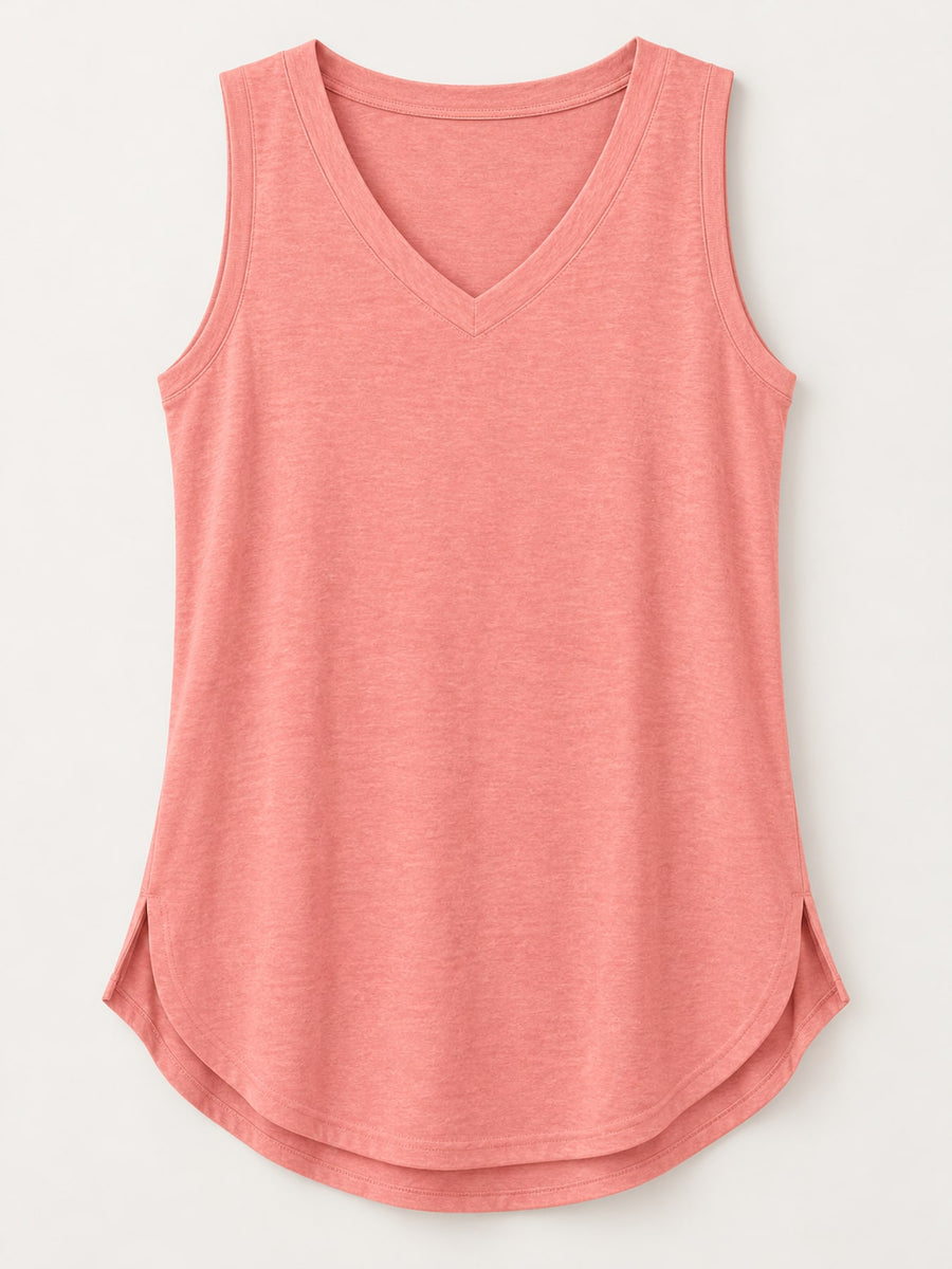 minimalist tank top in black with v-neck