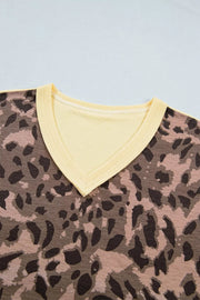 Leopard Print Long Sleeve V-neck Top & Pant Set option 7