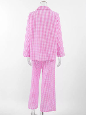 bubblegum pink pajama set with pocketed and long sleeve